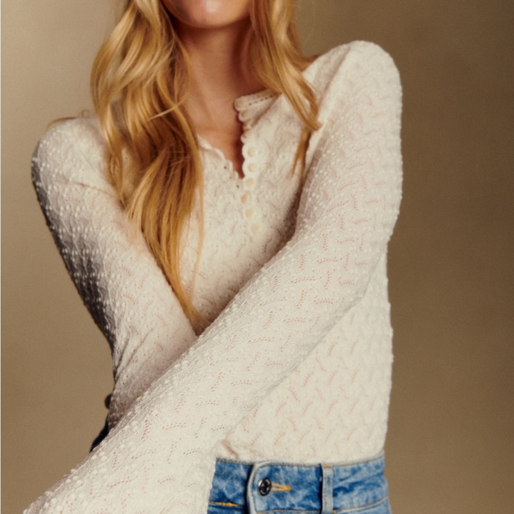 NWOT sezane alexa jumper ecru size small - Picture 14 of 16